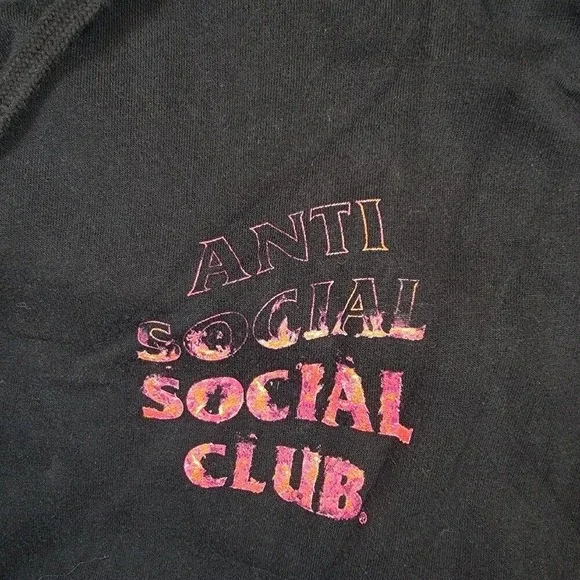 Anti Social Social Club Men's Flame Inside Pullover Hoodie‎ Sz Medium Black Red
